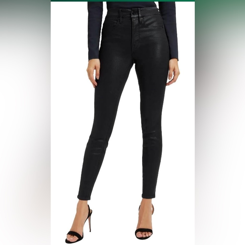 Good American Good Legs Coated Black Skinny Jeans